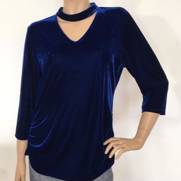 Vince Camuto Tops - Vince Camuto Blue Velvet Top Blouse L XL NWT